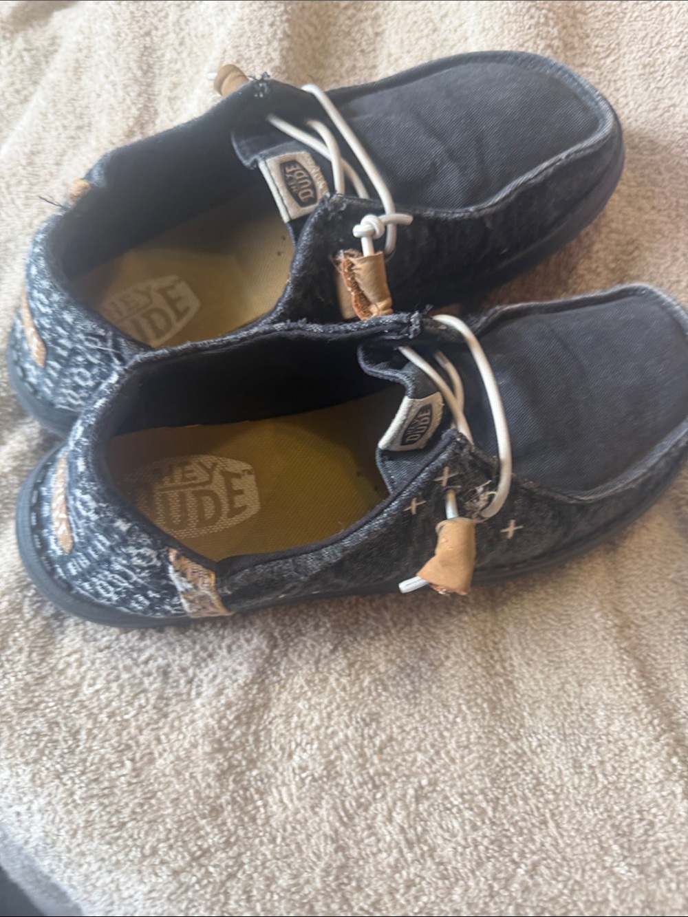 Hey Dude Kids Slip-On Sneakers in Charcoal and Tan Accents
